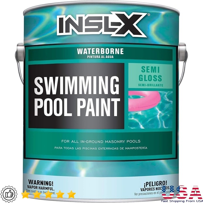 Waterborne Acrylic Pool Paint Quick Dry Semi-Gloss Low VOC Masonry Pools New