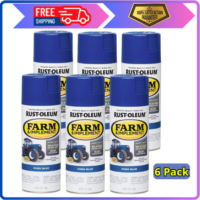 Rust-Oleum 280131-6PK Farm & Implement Spray Paint, 12 oz, Ford Blue, 6 Pack