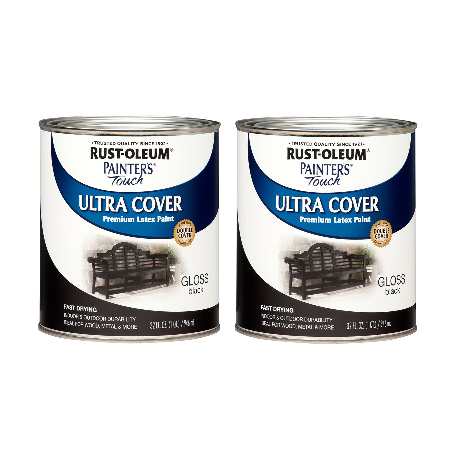 Rust Oleum Painter’s Touch Gloss Black Paint Pack Of 2 For Indoor Outdoor Use