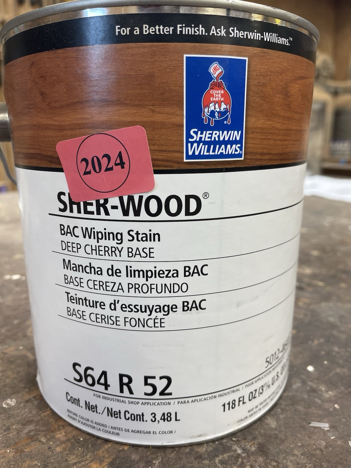 New Sherwin Wlliams Sher-Wood BAC Interior Wiping Stain / 1 Gallon Deep Cheery