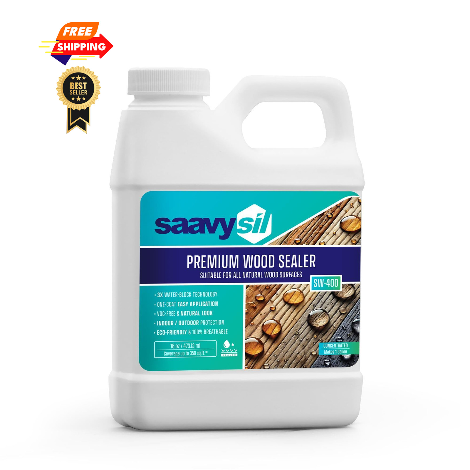 Saavysil 16 oz Silicone Wood Sealer Concentrate, Makes 1 Gallon 16 oz, Clear