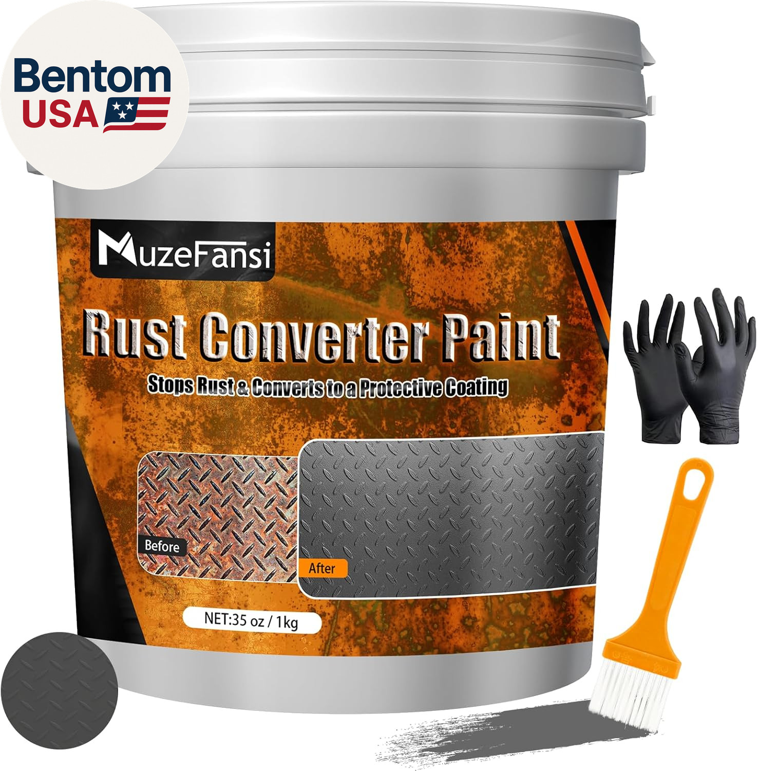 Rust Converter Paint Gray 35Oz – 2-In-1 Rust Proof Paint & Metal Primer, anti Ru