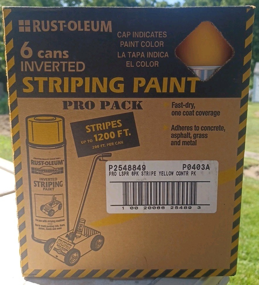 Rust-Oleum P2548849 Yellow Inverted Striping Spray Paint 18oz 6-Pack New