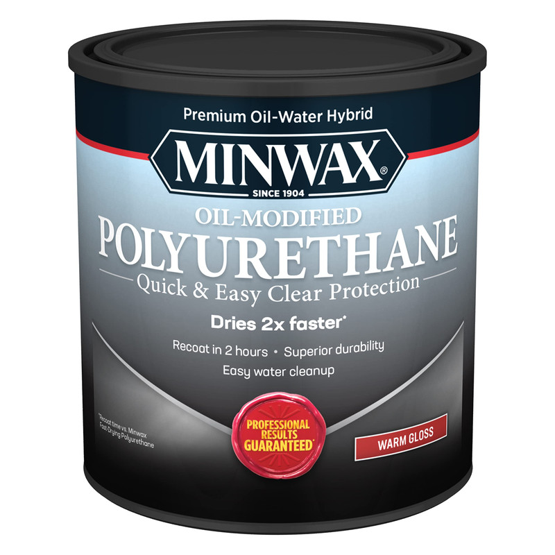 Minwax Water Based Oil-Modified Polyurethane Warm Gloss Clear 1 Quart 630150444