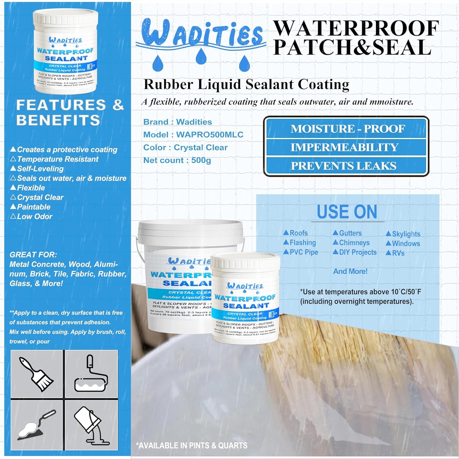 Invisible Waterproof Agent (18Oz) Waterproof Coating, Transparent Leak Sealant