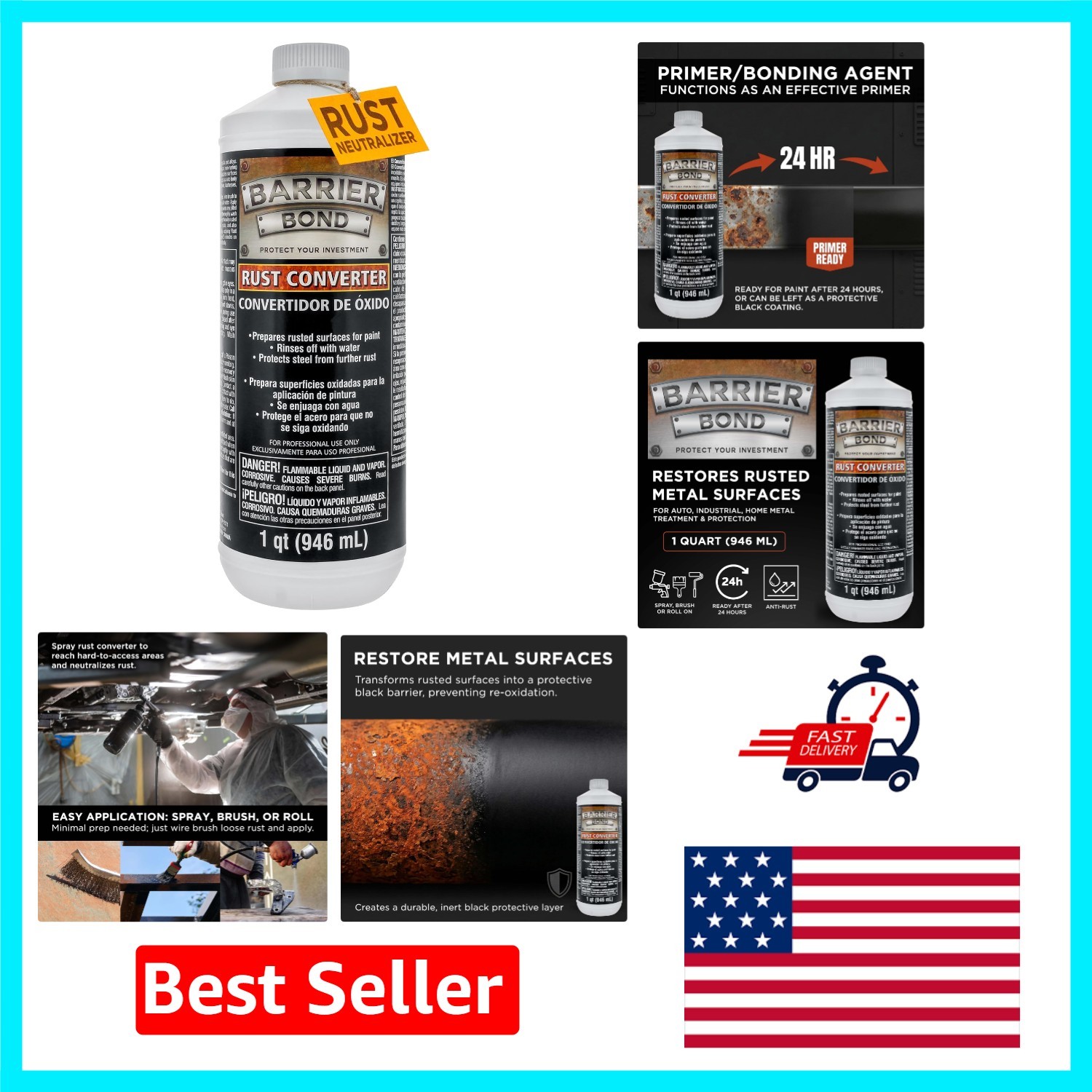 Transform Rust with Barrier Bond: 1-Quart Metal Primer & Rust Converter Solution