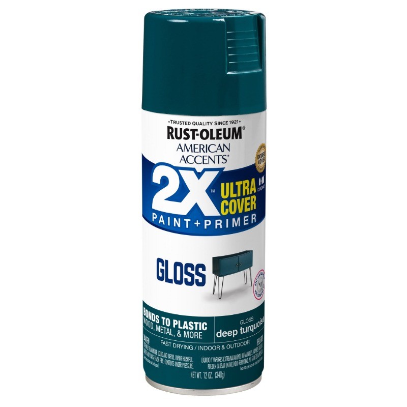 (2 pack) Turquoise, Rust-Oleum American Accents 2X Ultra Cover Gloss Spray Paint