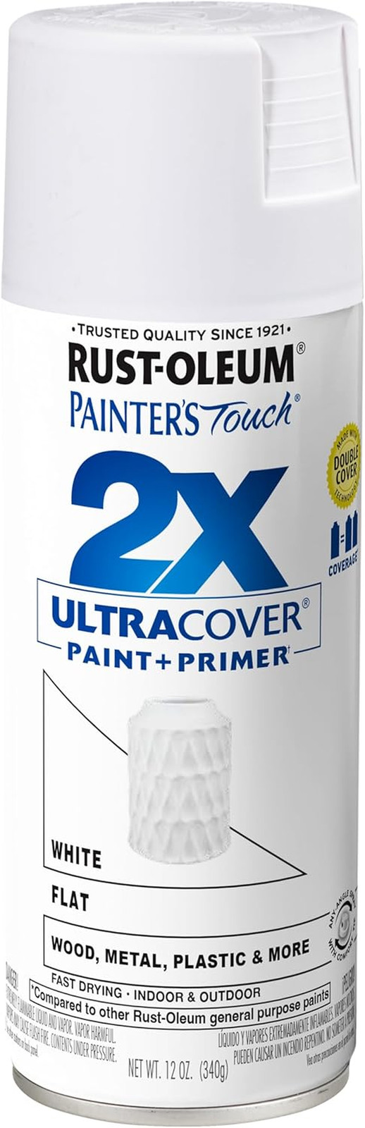 249126 Painter’S Touch 2X Ultra Cover Spray Paint, 12 Oz, Flat White