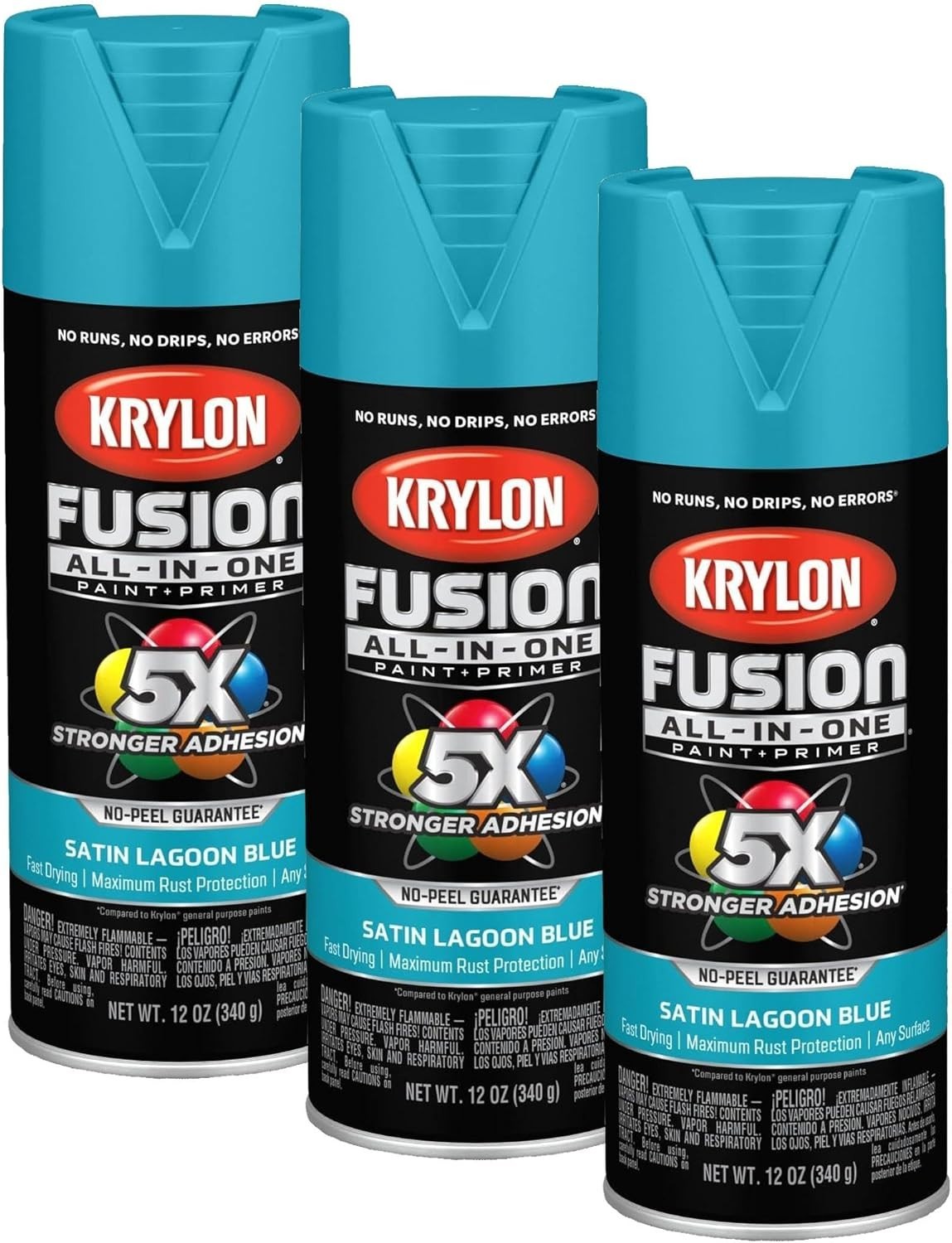 Fusion Spray Paint Set – Lagoon Blue, Indoor/Outdoor, 3 Pack