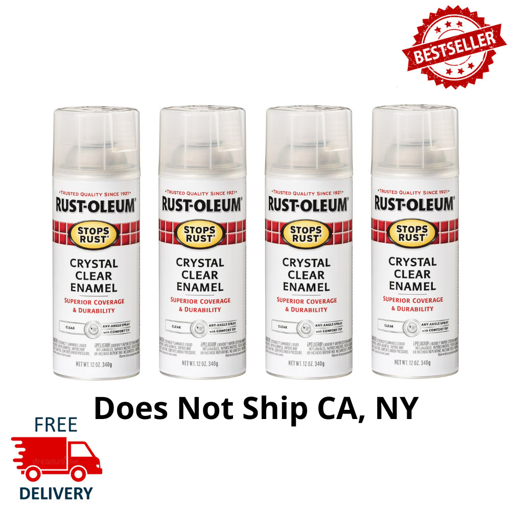 Rust-Oleum Stops Rust Gloss Crystal Clear Protective Enamel Spray Paint, 4 Pack
