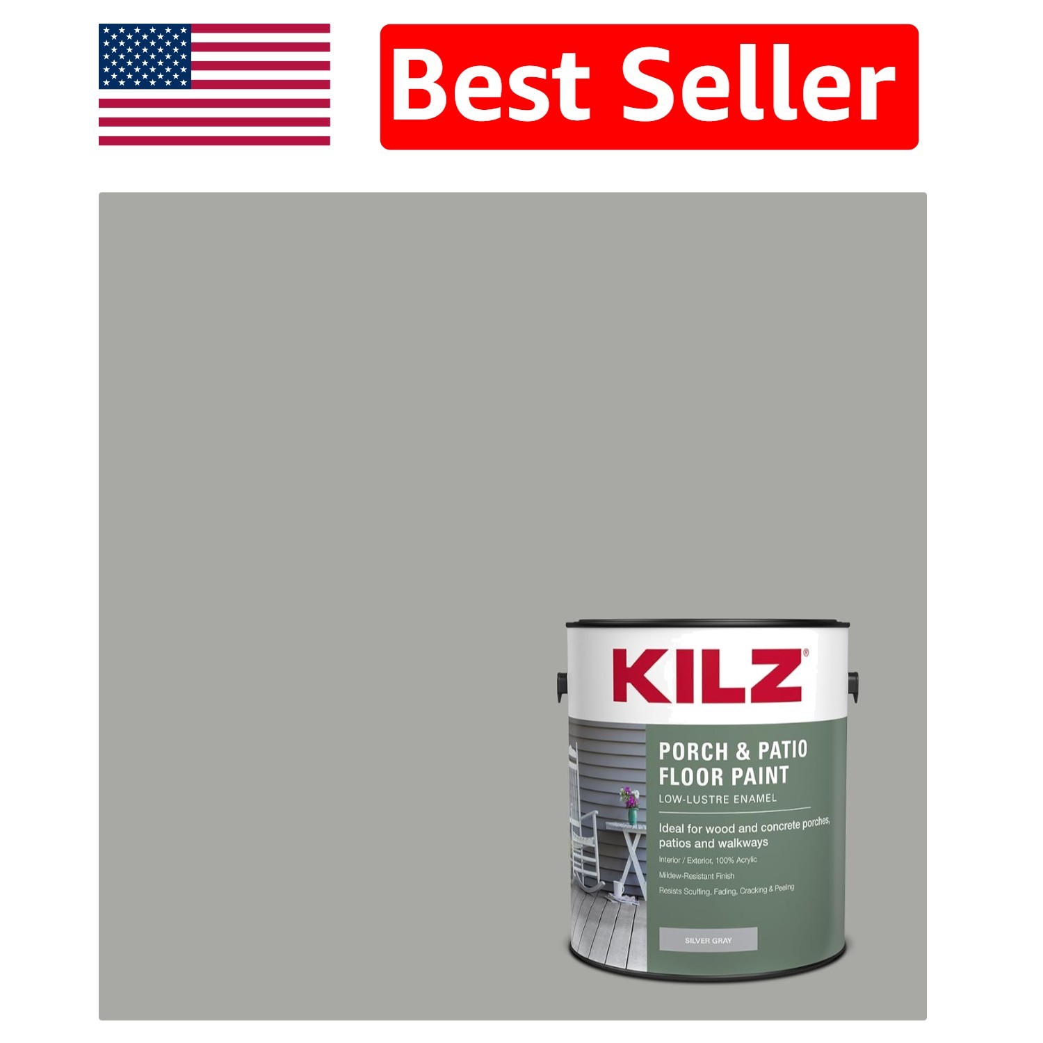 Silver Gray Porch & Patio Paint – 1 Gallon, Weather Resistant Finish