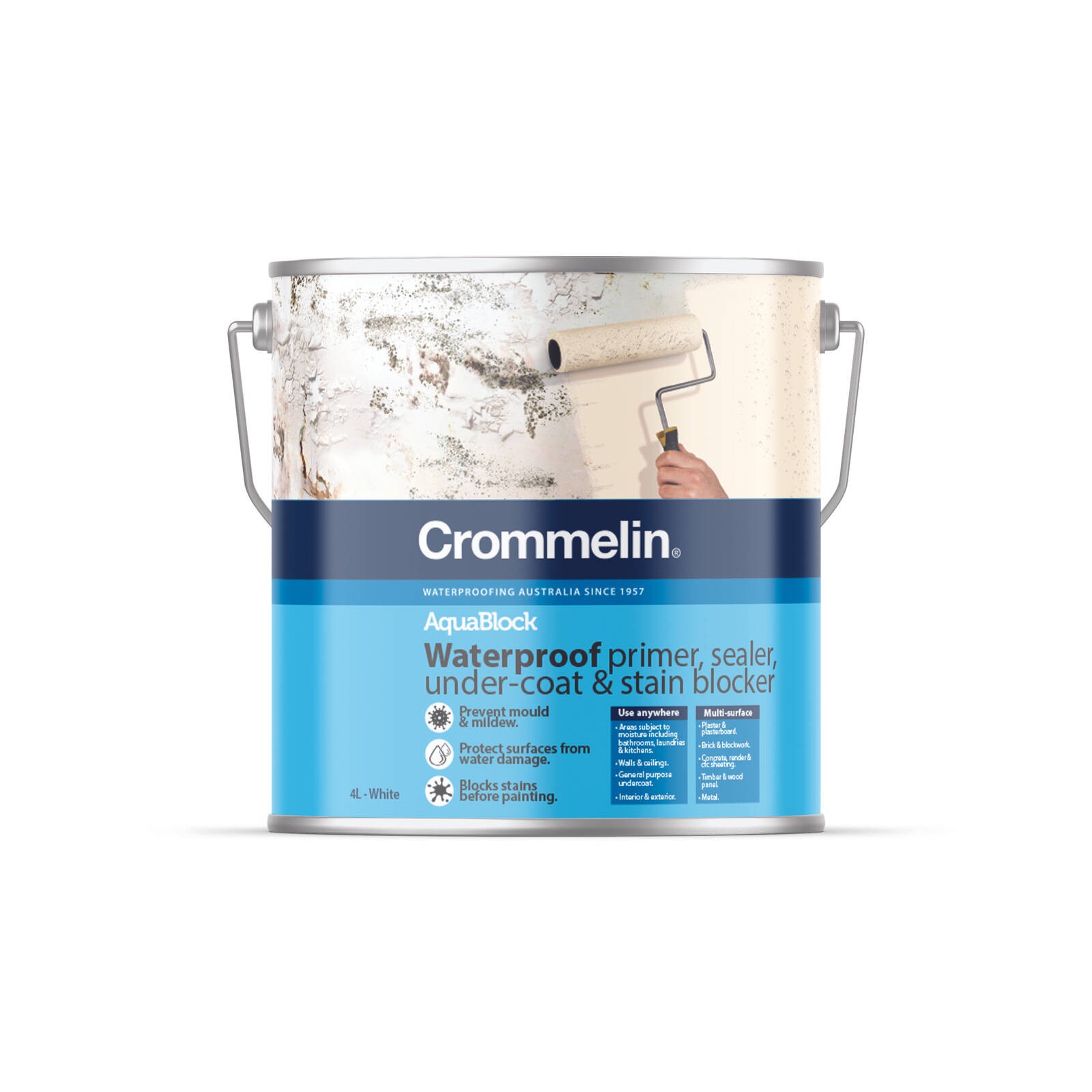 Crommelin 4L Flat Aquablock Waterproof Primer Undercoat
