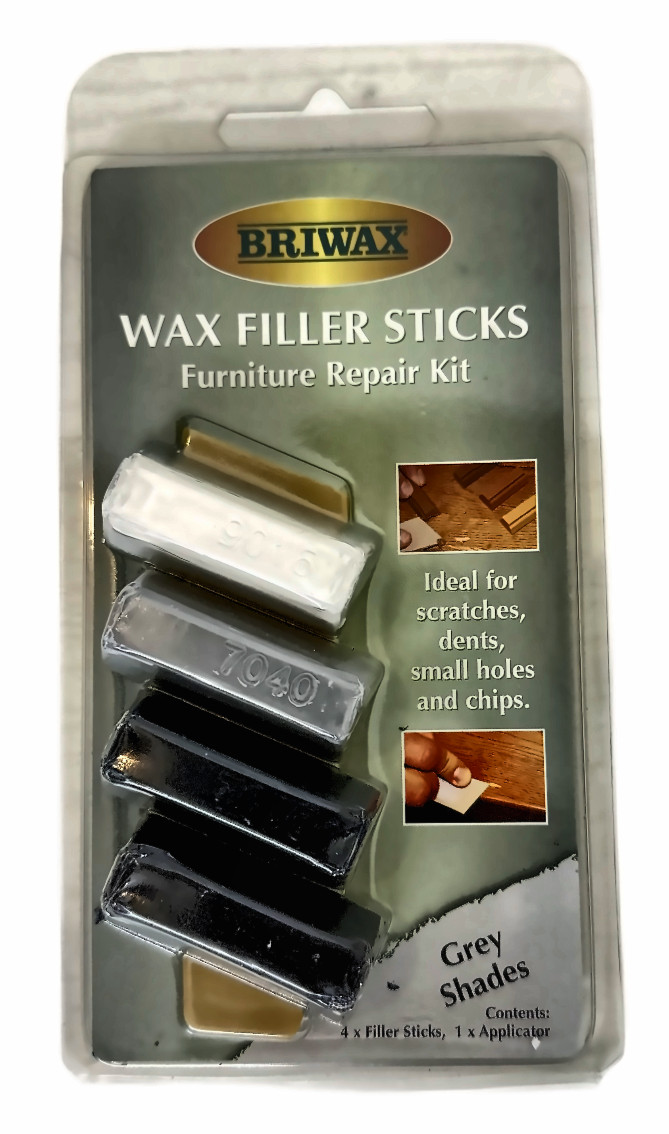 Briwax Wax Wood Filler Sticks – Grey Shades, White, Black 4-Pack Mix