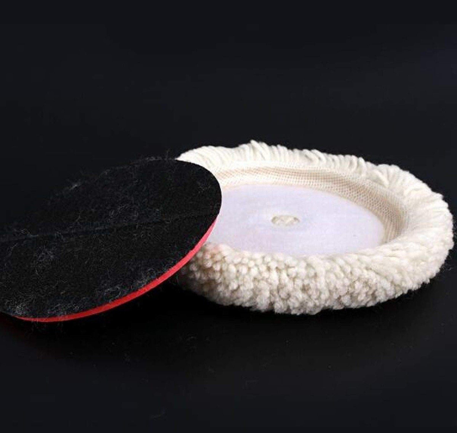 Wool Polishing Pads, 2 Pack 6″ Buffing Pads with Hook and Loop Back for Compo…