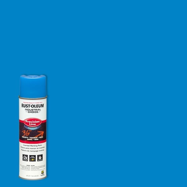 Rust-Oleum 205176 Precision Line Marking Paint, 20 Oz, Fluorescent Blue, Water