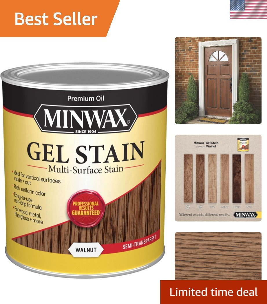 Versatile 1 Quart Walnut Gel Stain – Ideal for Interior and Exterior Woodwork