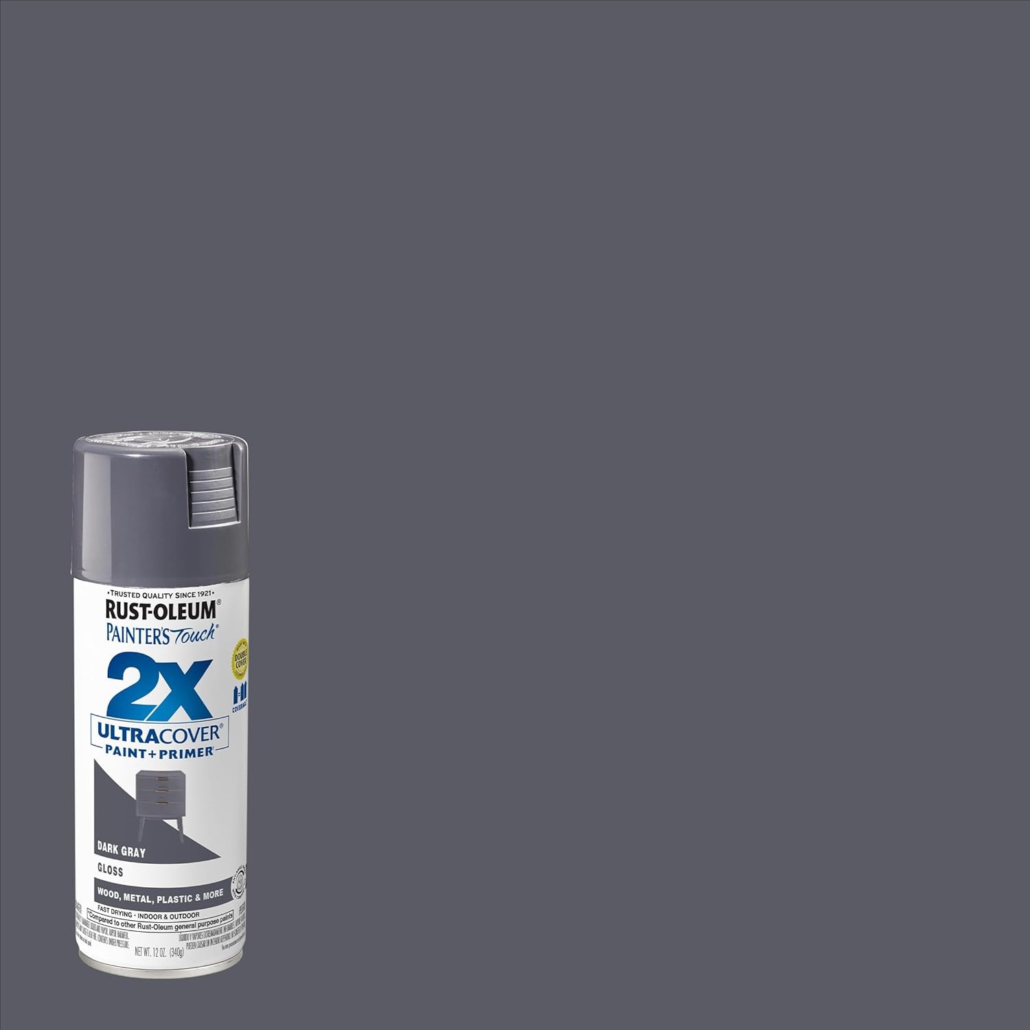 Rust-Oleum 334031 Painter’s Touch 2X Ultra Cover Spray Paint, 12 oz, Gloss Dark
