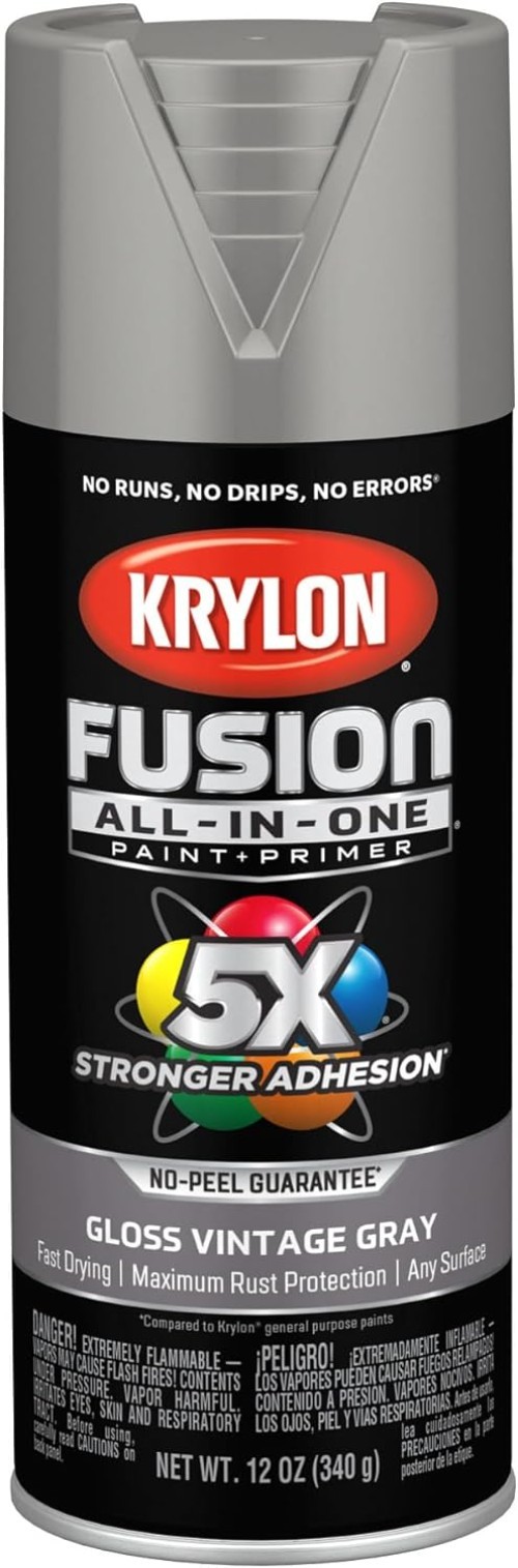 Rust Preventative Spray Paint, Vintage Gray, Gloss, Solvent, 12 oz -1 Each