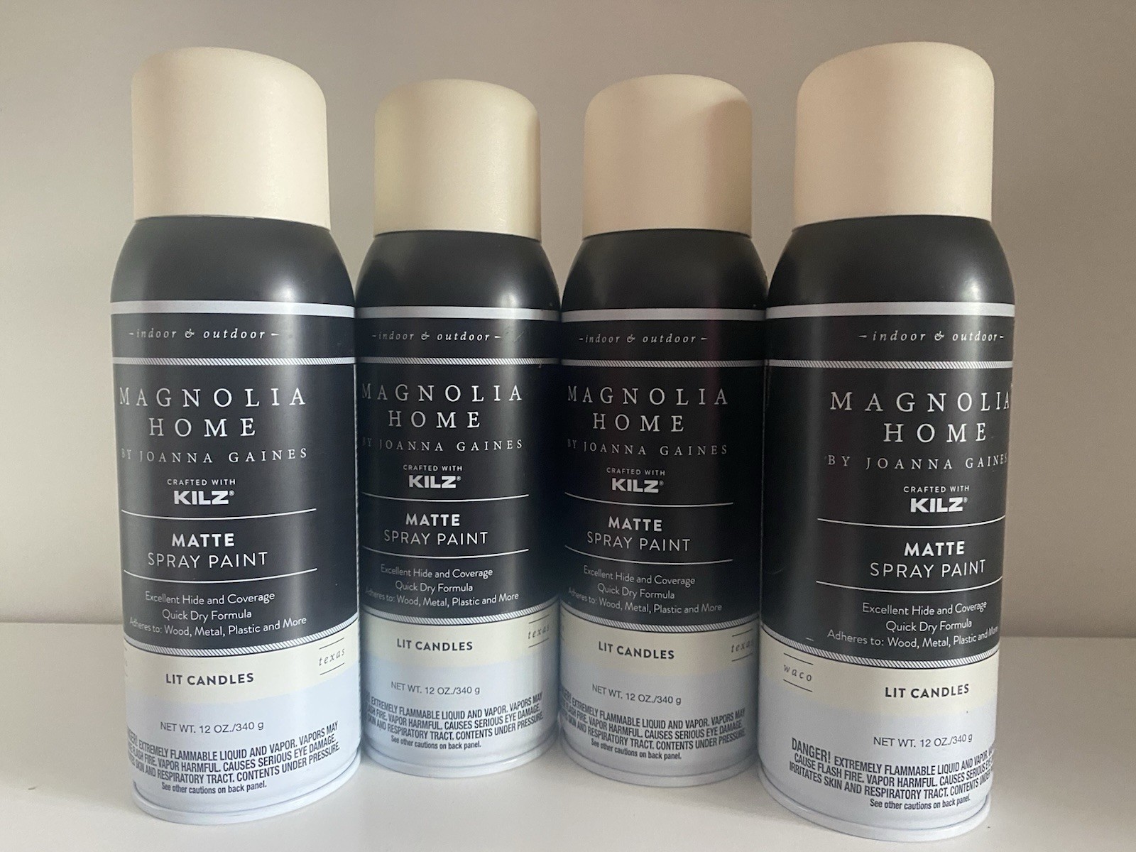 4x Magnolia Home by Joanna Gaines Kilz Matte Spray Paint LIT CANDLES 12 Oz