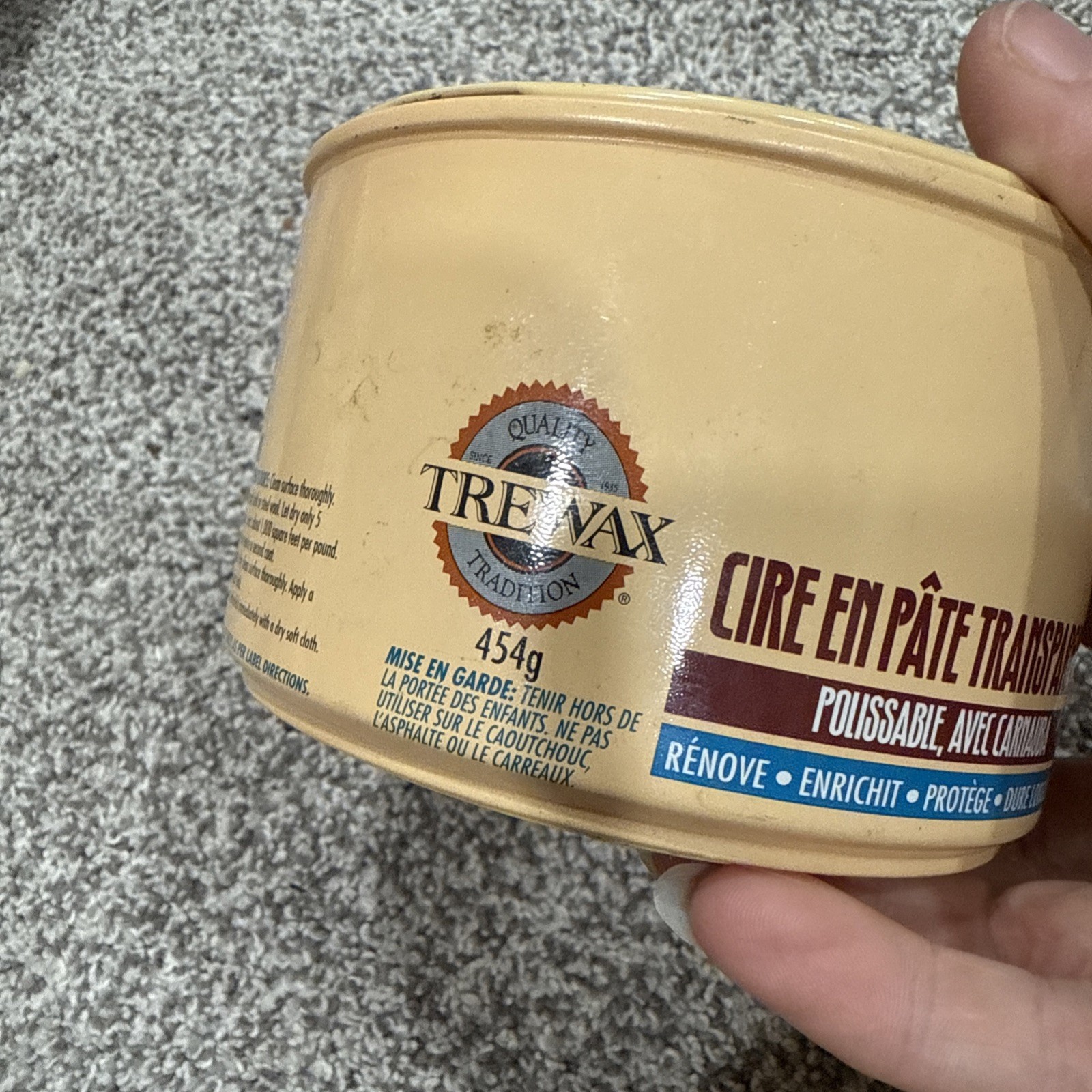 Trewax Clear Carnauba Wax Paste 1995 Wood Floor Furniture Polish Restore USA