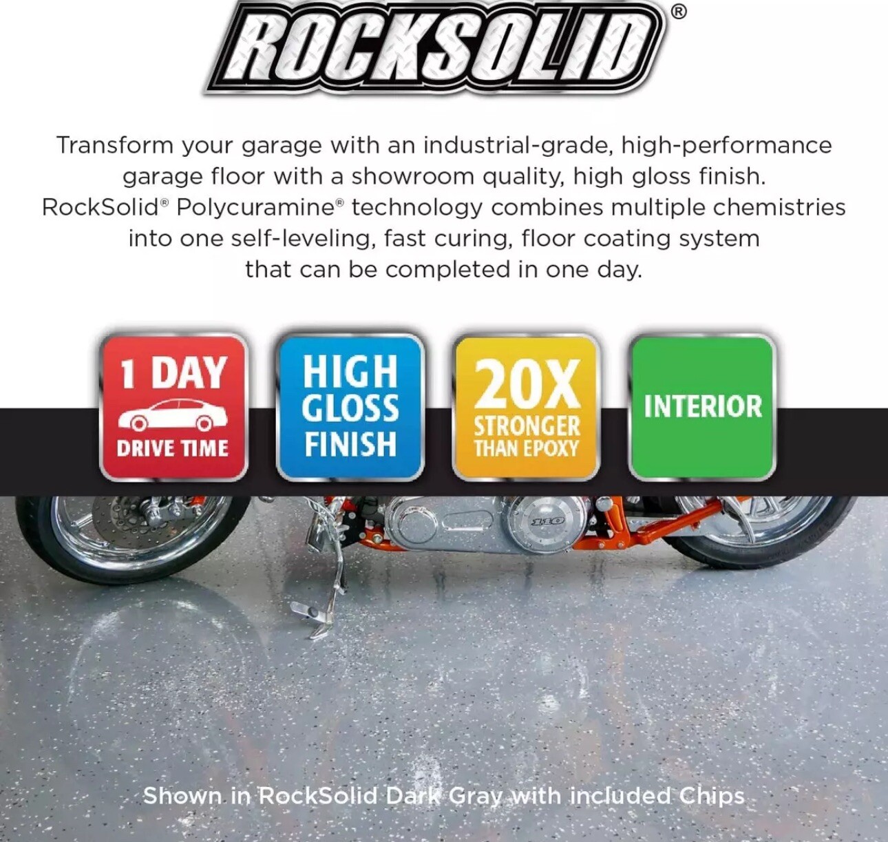 Rust-Oleum 293513 Rocksolid Polycuramine Garage Oil Floor Coating, 2.5 Car Kit,