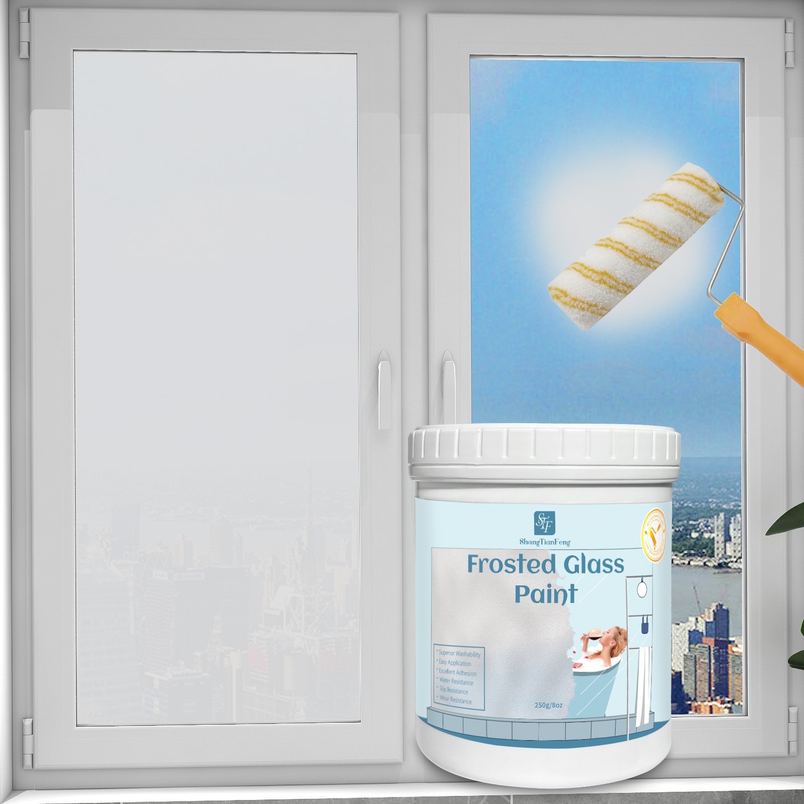 Frosted Glass Paint for Window-Window Privacy Paint, Waterproof UV Resistant16oz