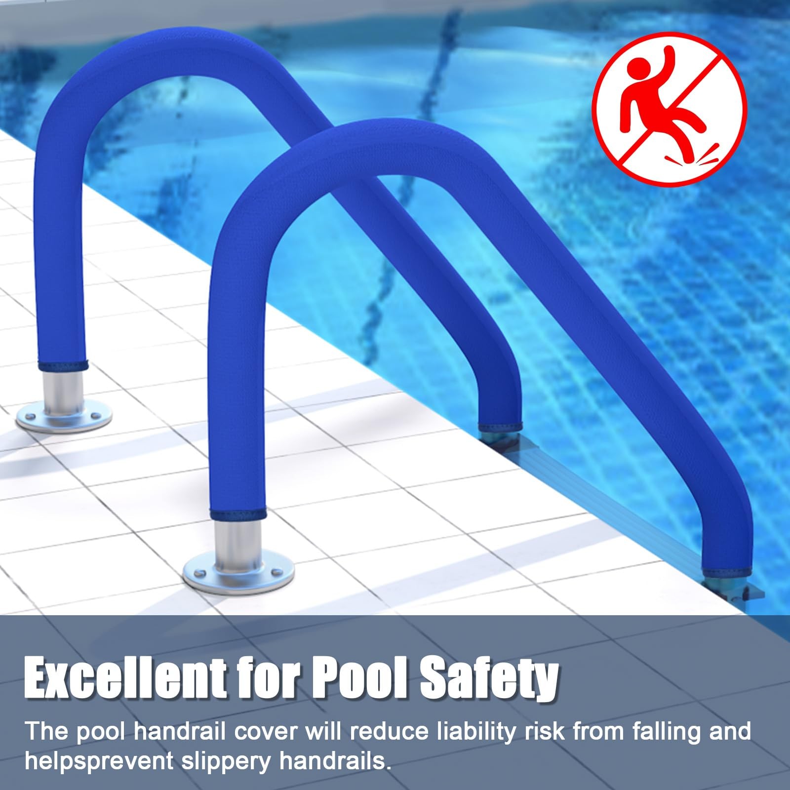 KETNET Pool Handrail Covers with Zippers for Inground Swimming 8ft-1pc, Blue