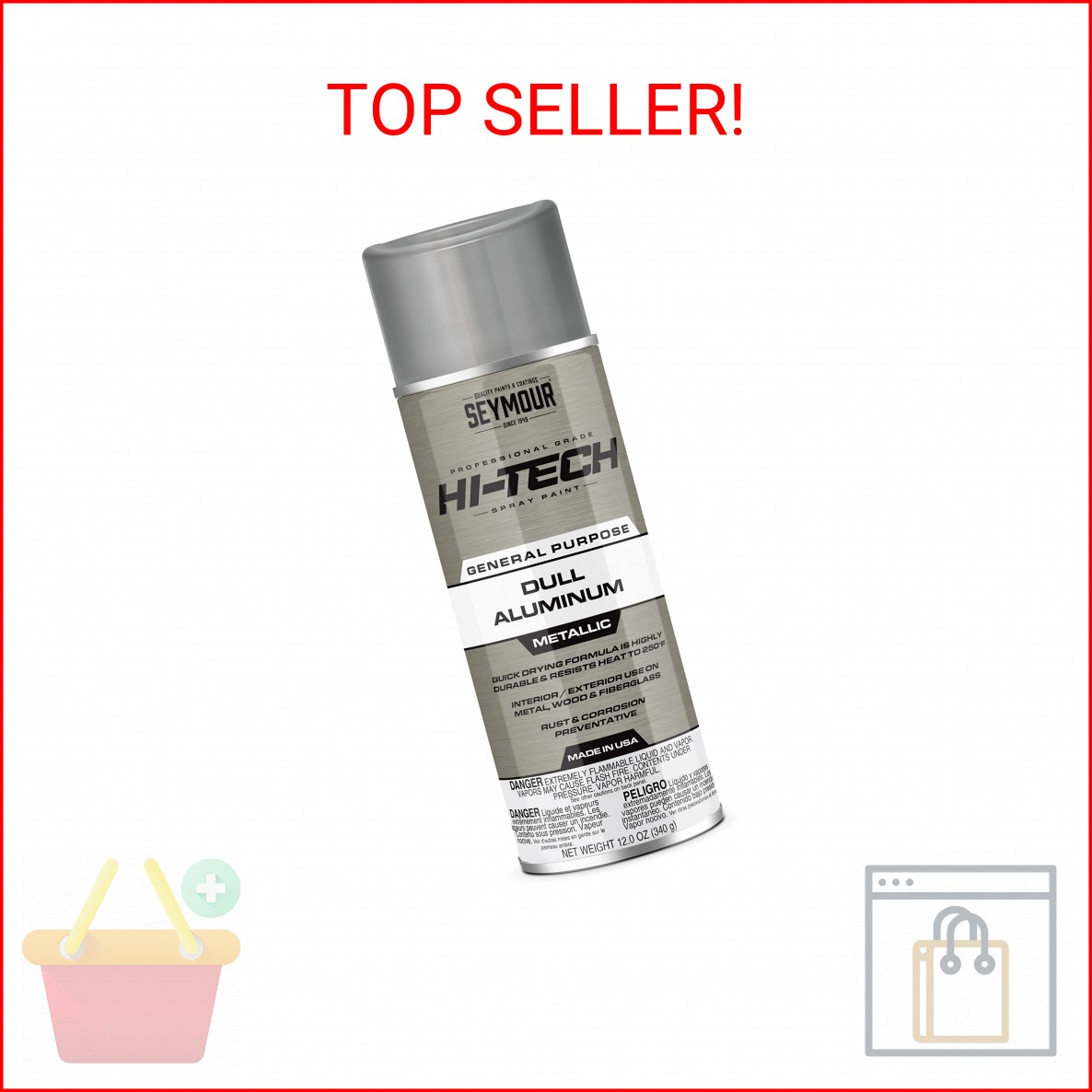 Seymour 16-132 Hi-Tech Lacquer Spray Paint, Dull Aluminum Metallic (12 oz.)