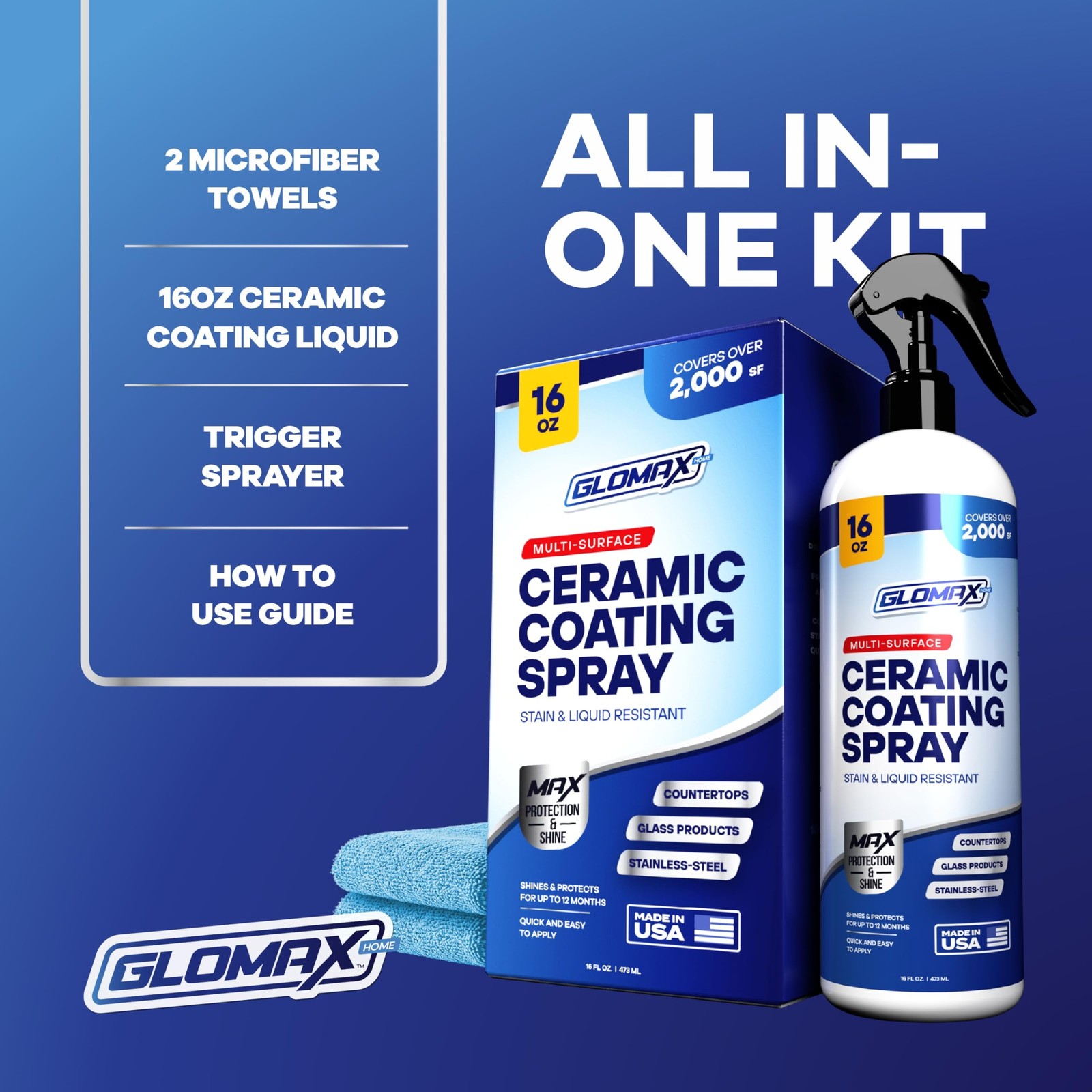 Home Ceramic Coating Spray Kit (16 oz) – Shine, Seal & Protect Stainless Stea…