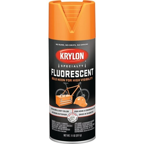 (6)-Krylon 11 Oz. Fluorescent Spray Paint, Yellow-Orange Model: K03102777