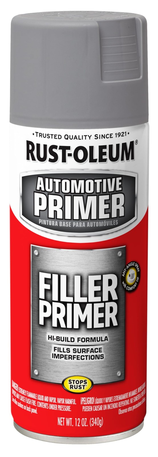 Rust-Oleum 249279 Automotive Filler Primer Spray, 1 Count (Pack of 1), Gray
