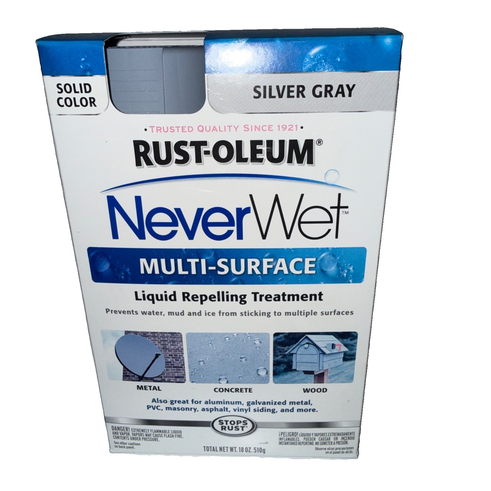 Never Wet Rust-Oleum Waterproof DIY Liquid Repelling Spray Silver Gray Rustoleum