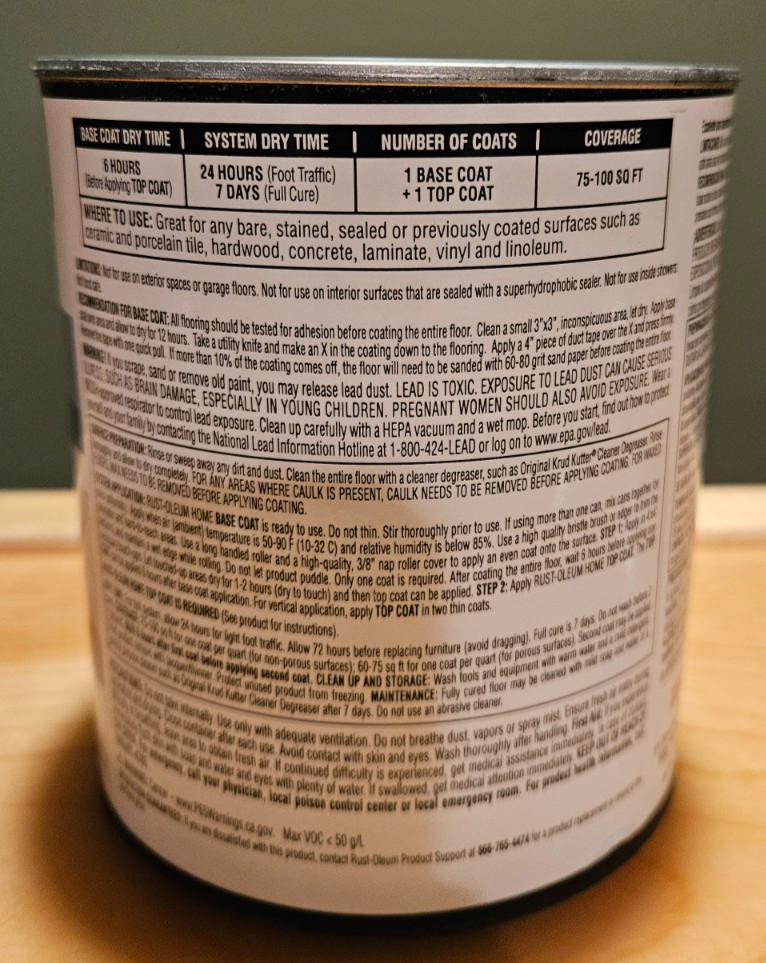 Rust-Oleum 358874 Floor Coating Base Coat Pearl Gray Quart