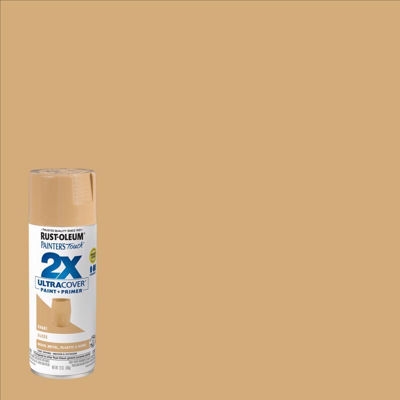 PAINTER’S Touch Gloss Spray Paint, Gloss, Khaki, 12 oz, Aerosol Can