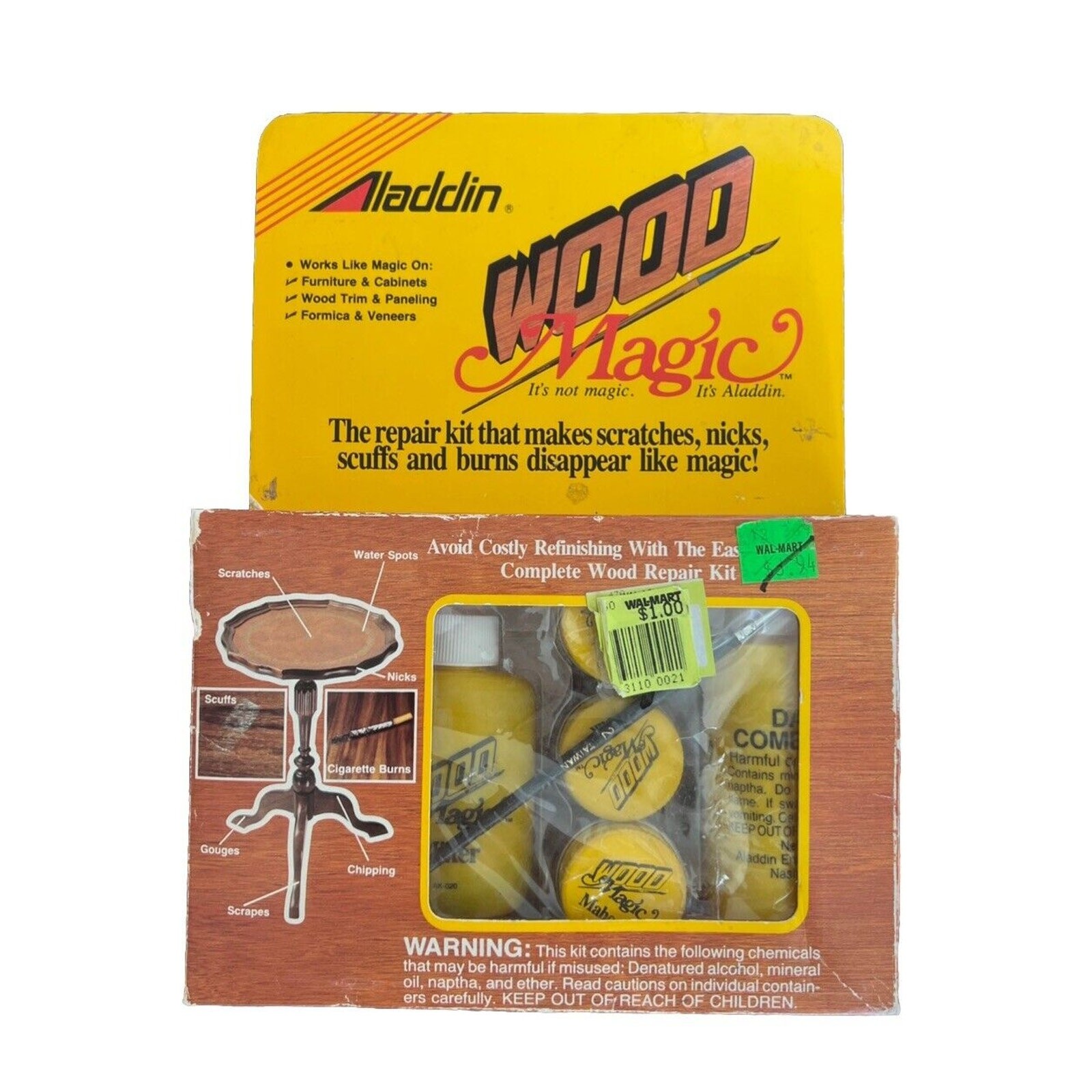 NEW Aladdin Wood Magic Repair Kit Sealed 1985 Furniture Cabinets Formica RARE