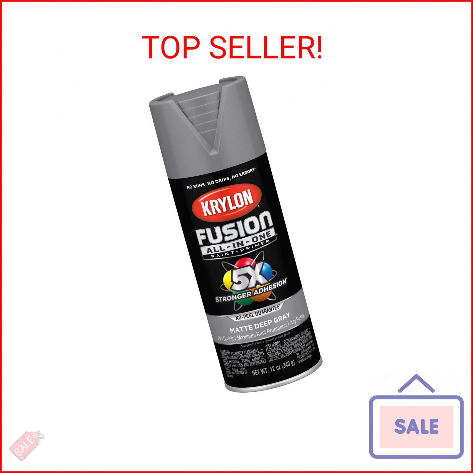 Krylon Fusion All-In-One 12 Oz. Matte Spray Paint, Deep Gray – 1 Each