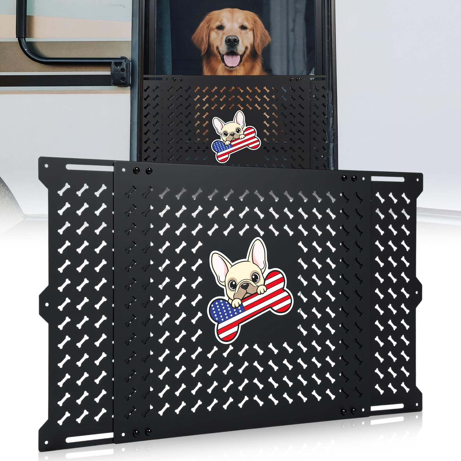 20″ Adjustable RV Screen Door Protector for Dogs Aluminum, Fits 22″-31.5″ Doors