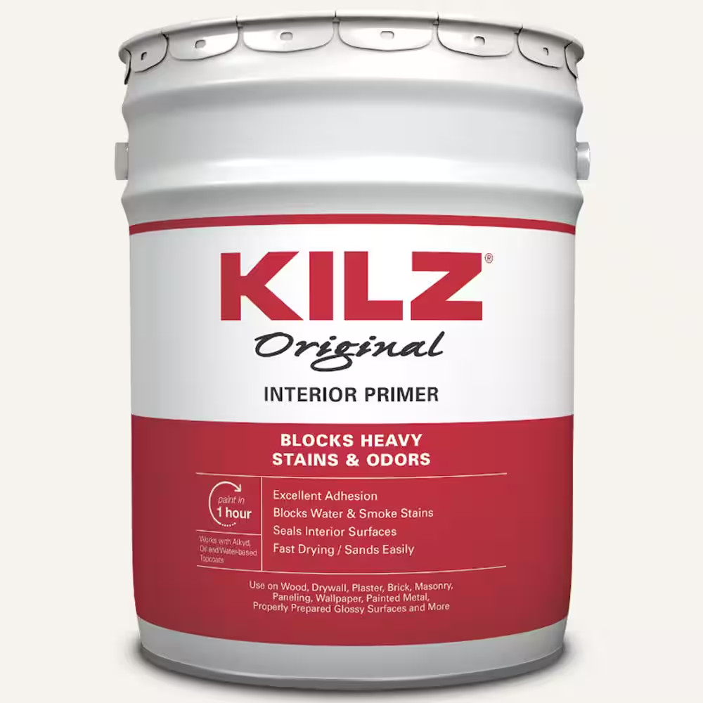 KILZ Original White Oil-Based Interior Primer Paint, Sealer, Stain Blocker 5 Gal