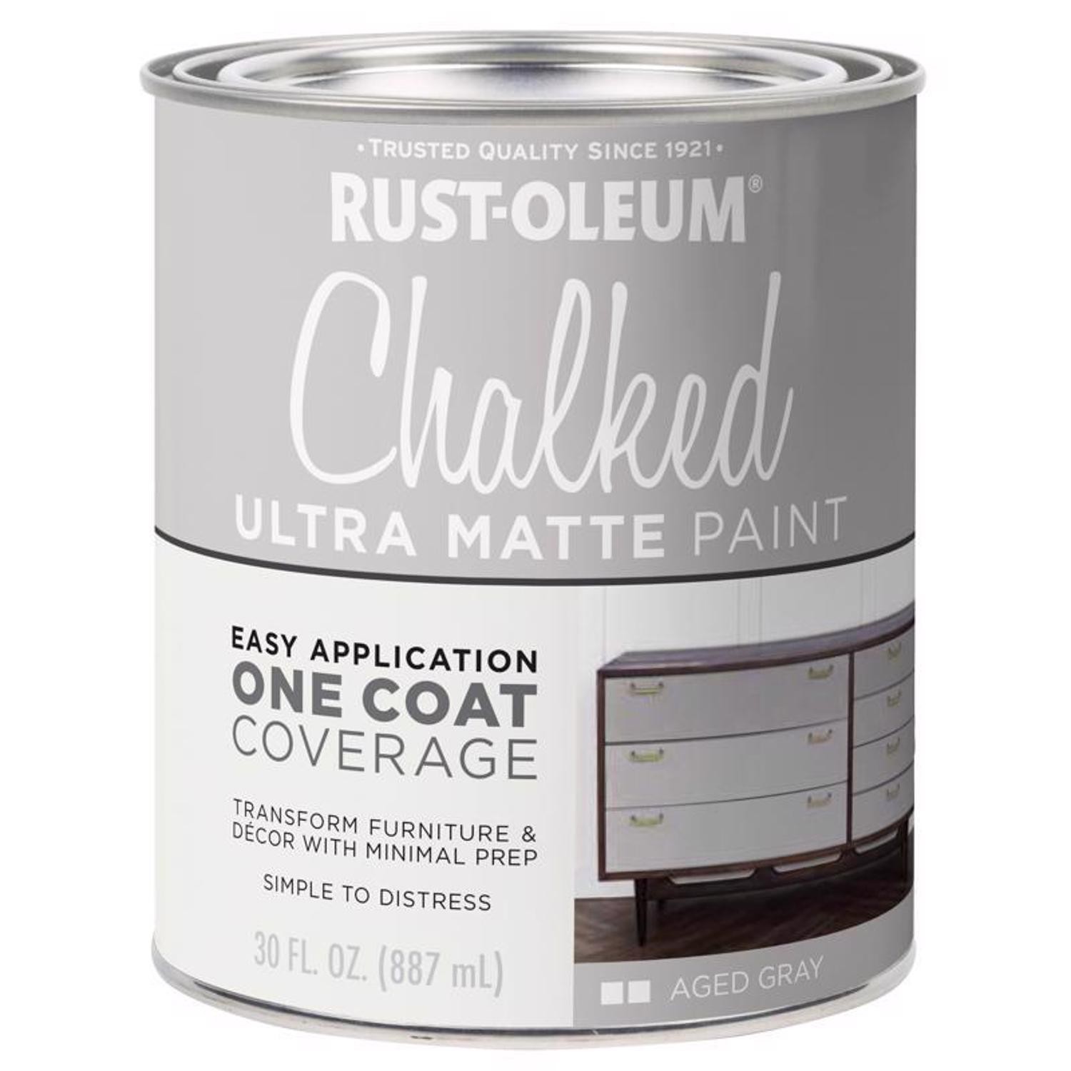 Rust-Oleum Ultra Matte Gray Water-Based Acrylic Chalk Paint 30oz (2-PACK)
