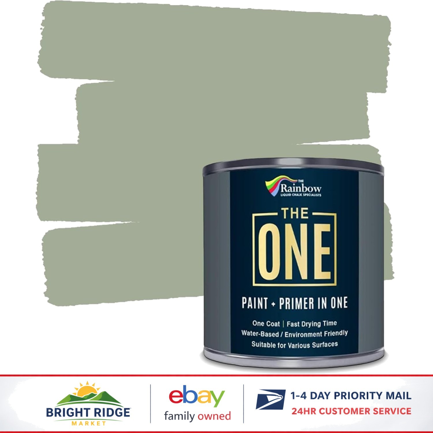 All-in-One Paint and Primer in Sage Green Satin for Indoor and Outdoor Use