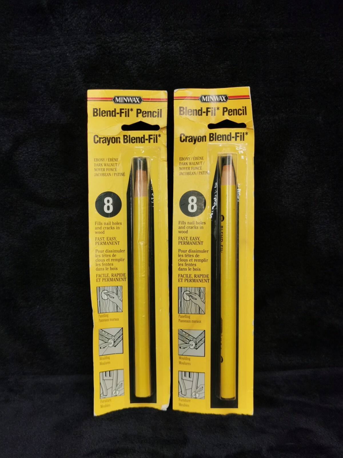 Lot of 2 Minwax Blend-Fil Wood Repair Pencil Set – Ebony Dark Walnut #8