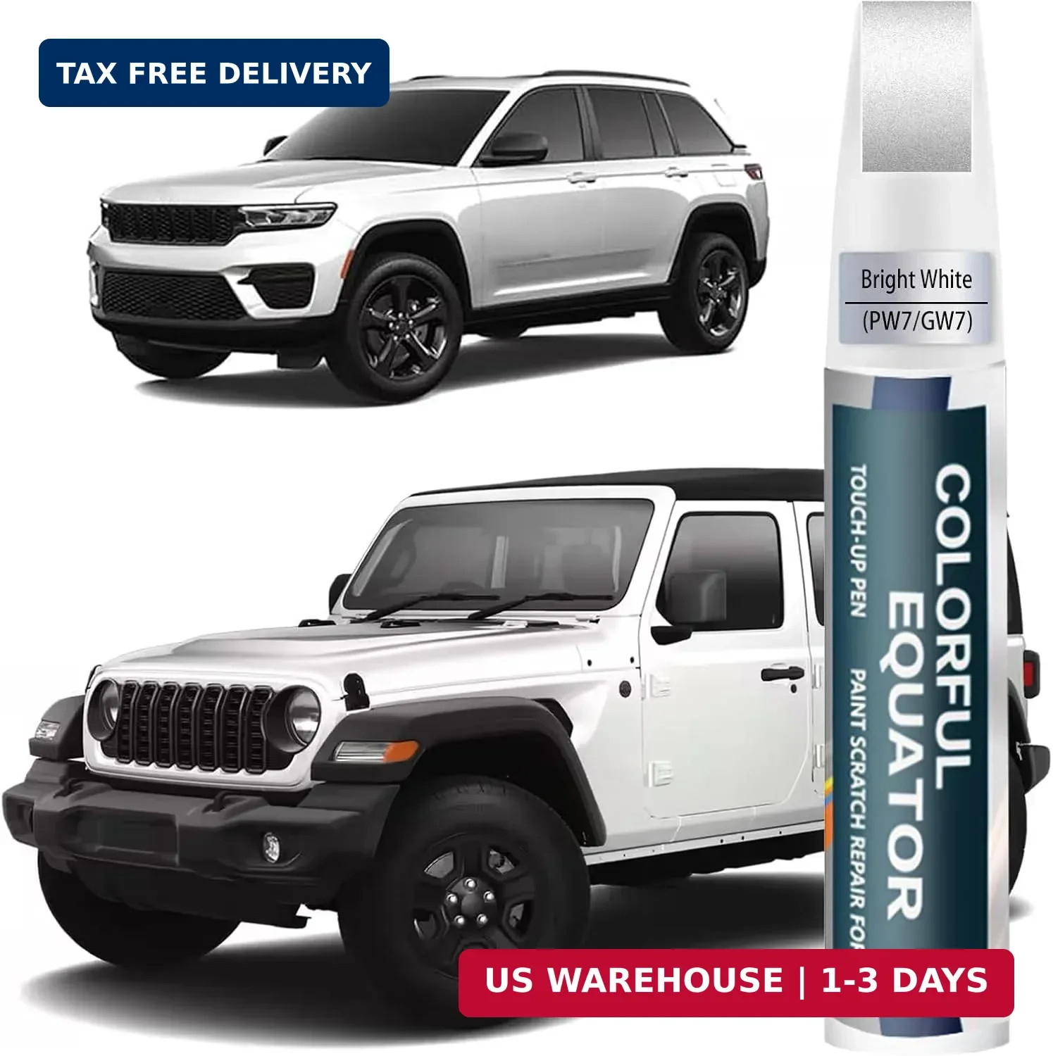 PW7/GW7 Bright White Touch Up Paint for Jeep, Car Paint Pen Scratch Repair Two-I