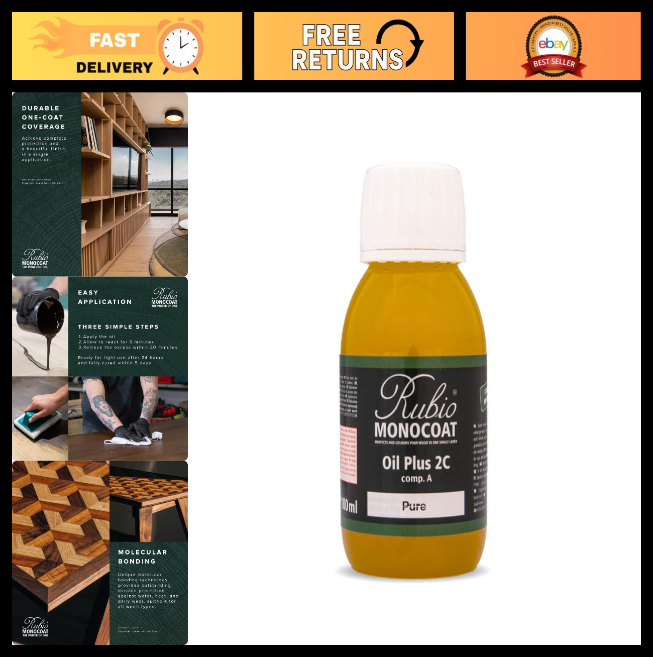 Eco-Friendly Quick-Dry Wood Stain Sample | 100 mL Linseed Oil Finish for Touch U