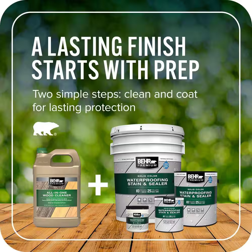 1 Gal. White Base Solid Color Waterproofing Exterior Wood Stain and Sealer