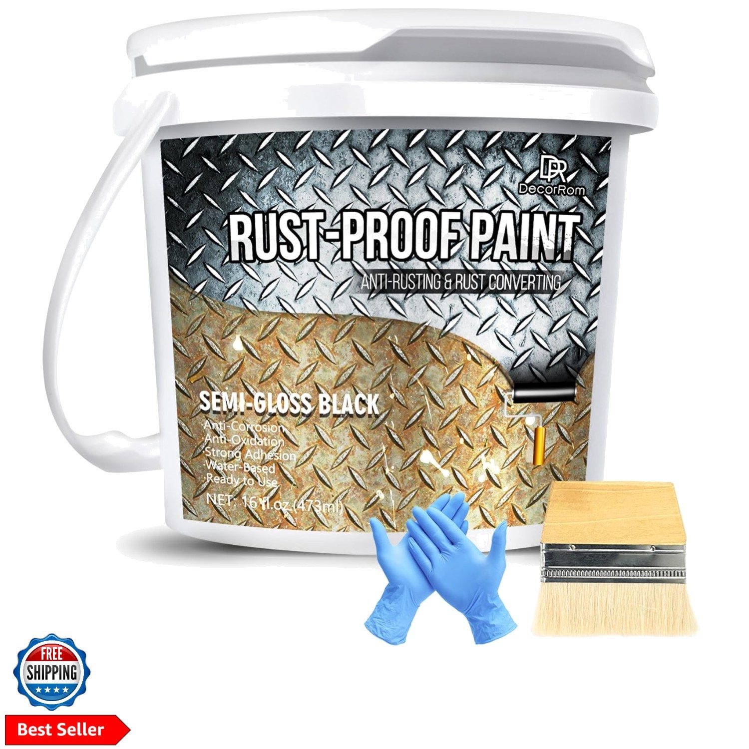 2 in 1 Rust Converter & Metal Primer – 16oz Black Rust Reformer Paint for Met…