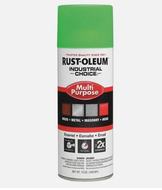 RUST-OLEUM 1632830 Industrial Spray Paint, Fluorescent Green, 12oz 6KN92