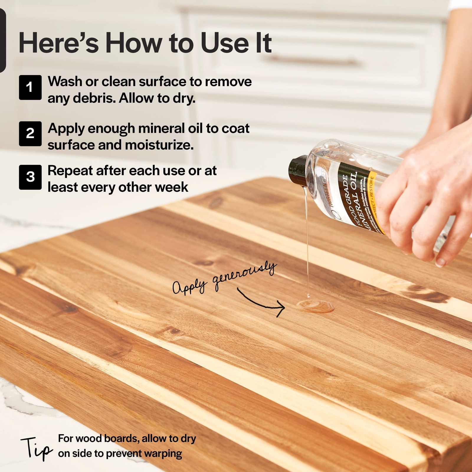 Mineral Oil – 8 oz Food Grade Conditioner for Wood Cutting Board, Countertop & B