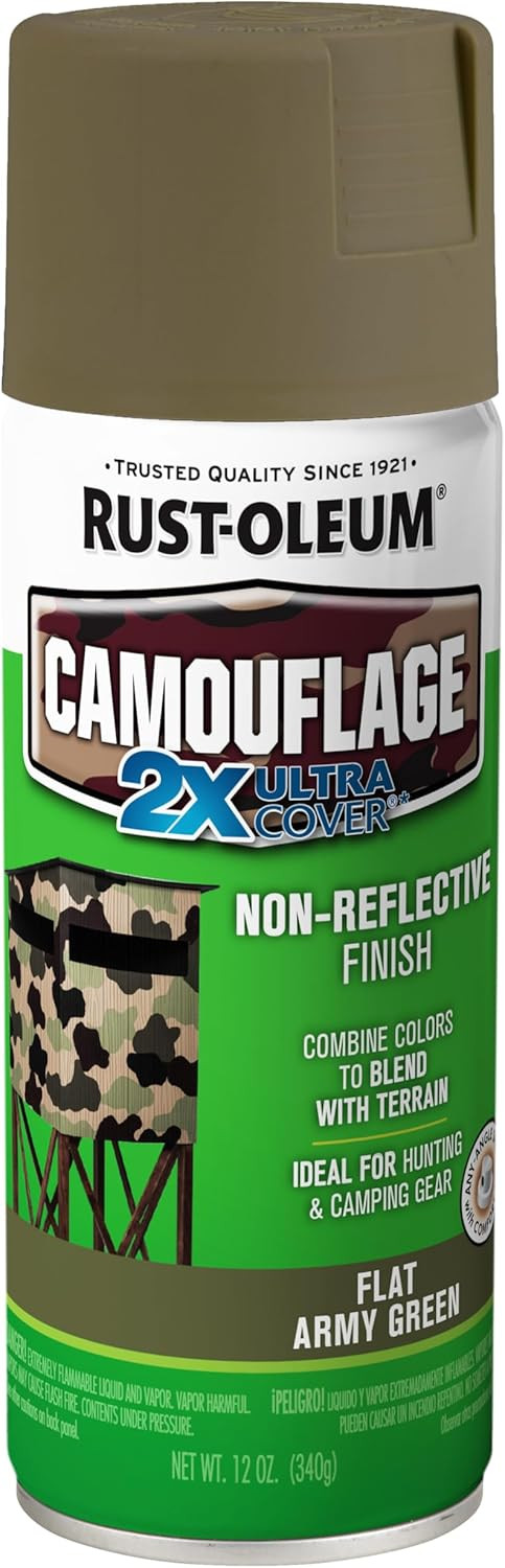 Rust Oleum Camouflage Ultra Cover Paint Army Green 12 Ounce Flat Finish