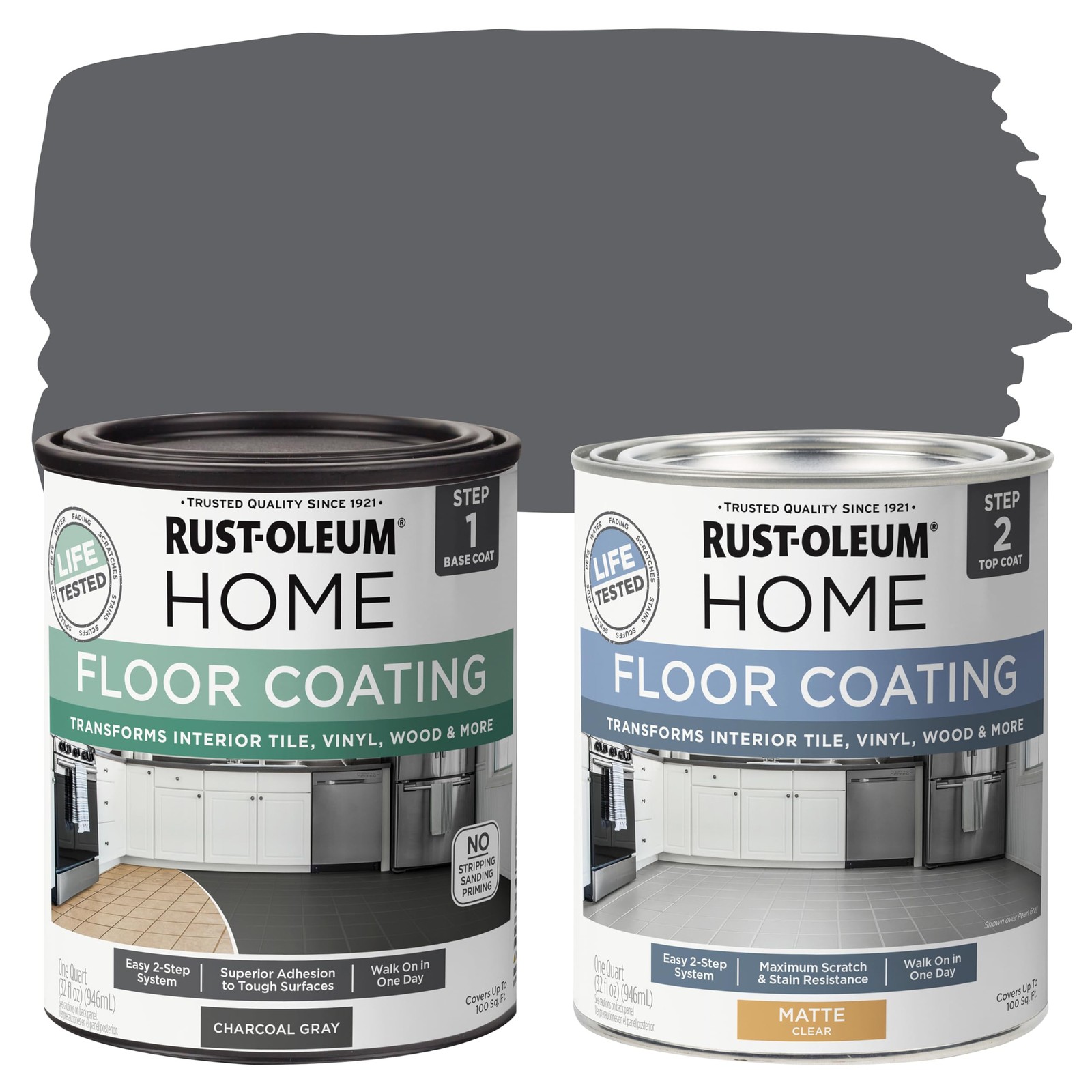 Rust Oleum 367596 Home Interior Floor Coating Kit Matte Charcoal Gray