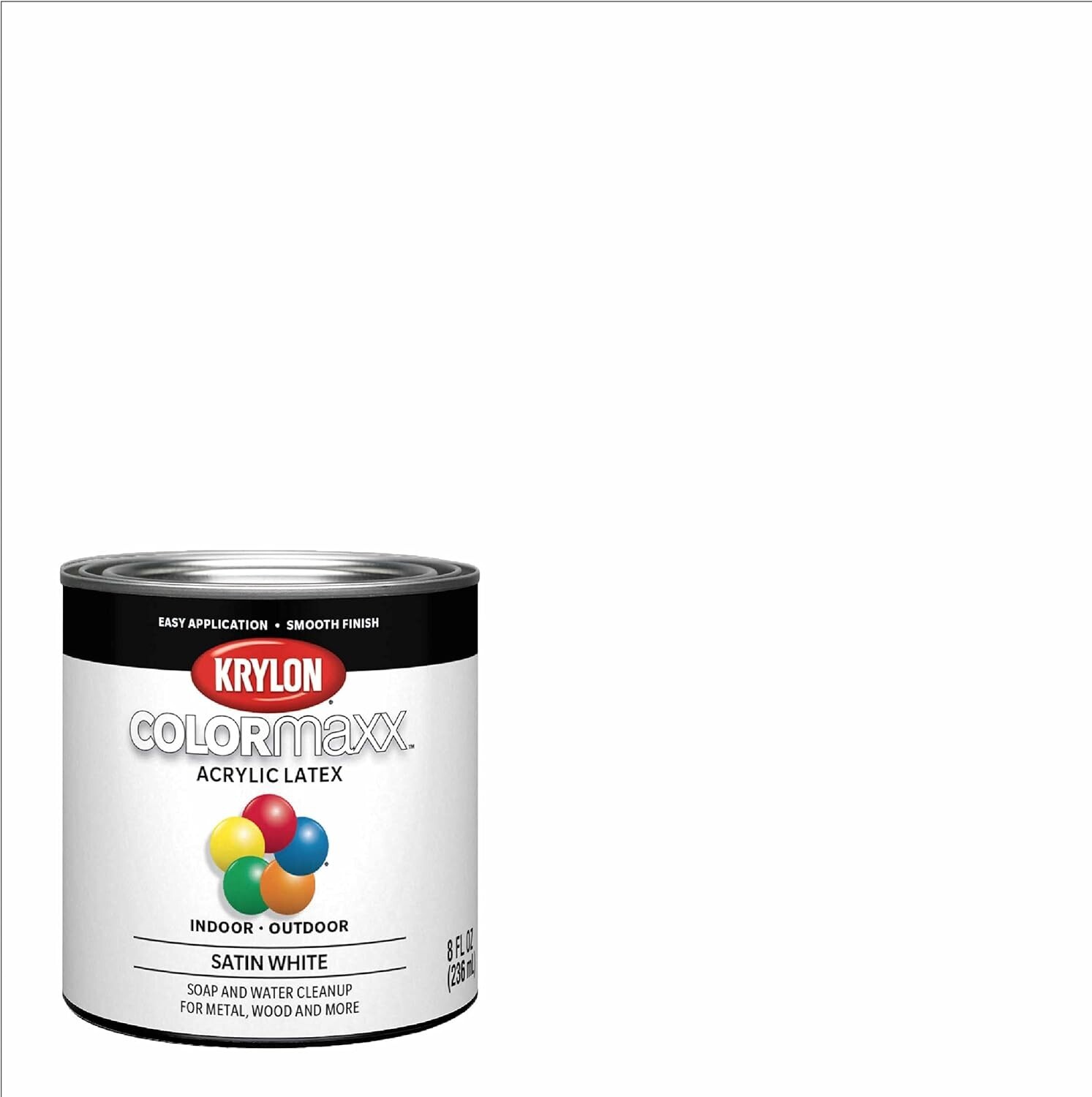 Krylon K05615007 Colormaxx Acrylic Latex Paint Satin White 1/2 Pint SHIPS FAST